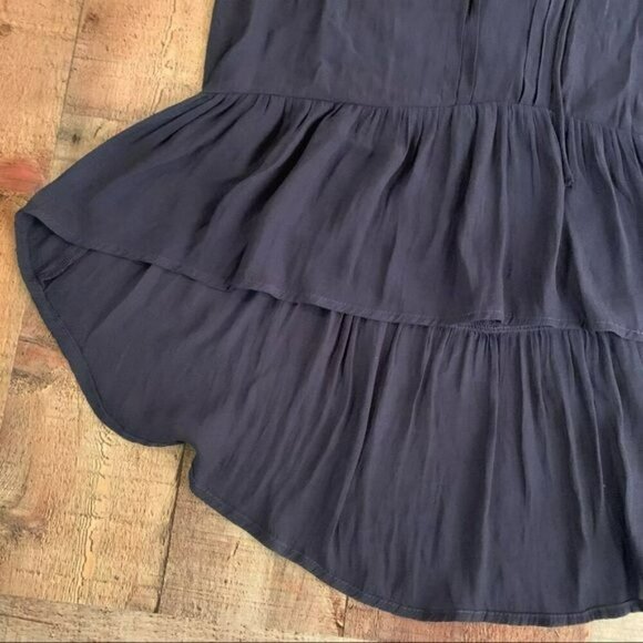 RO & DE womens lightweight v-neck high low tunic with ruffle bottom in navy -S - Picture 7 of 8